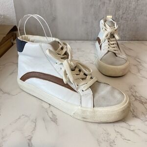 Madewell Sidewalk High-Top Sneakers Women Sz 7.5M‎ Colorblock Leather Streetwear